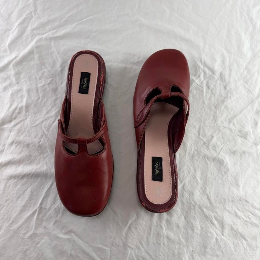 Red Mary Jane Style Mules Women's Sz 9 Y2k 90s Coquette Twee Dark Academia